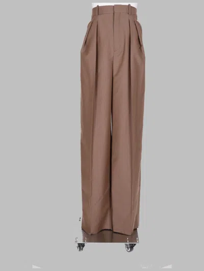 Saint Laurent Pantalone Sartoriale In Lana E Seta In Brown