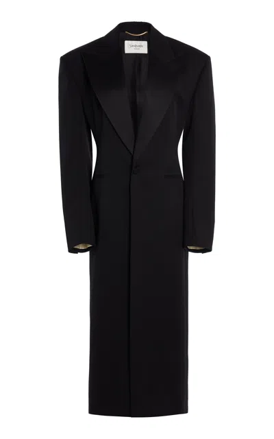 Saint Laurent Virgin-wool Single-breasted Coat In Black