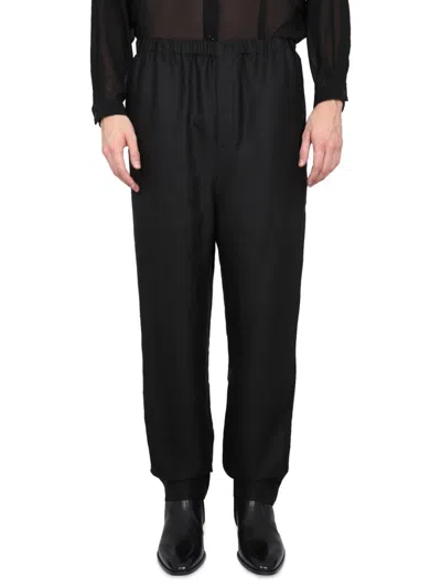 Saint Laurent Viscose And Ramie High-waisted Pants In Black