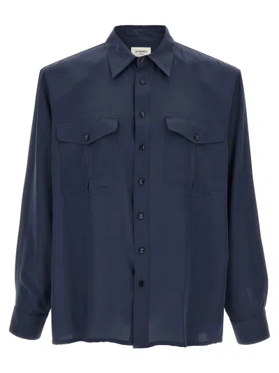 Saint Laurent Viscose And Silk Shirt Shirt And Blouse Blue In Brown