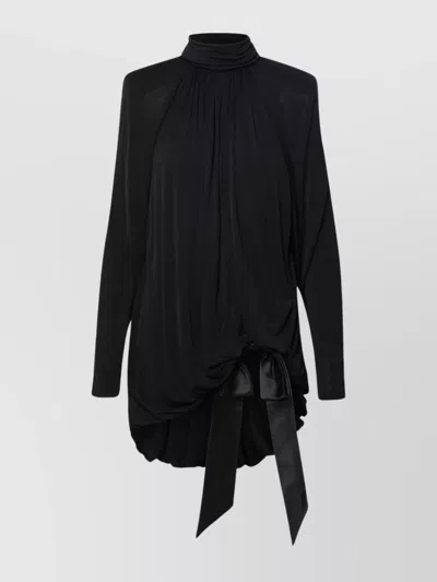 SAINT LAURENT VISCOSE DRESS WITH BOW AND RUFFLE