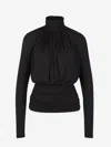 Saint Laurent Viscose Gathered Blouse In Black