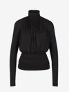 Saint Laurent Viscose Gathered Blouse In Black