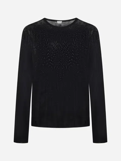 Saint Laurent Fine-knit Wool Jumper In Black,metallic