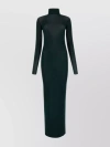 SAINT LAURENT VISCOSE LONG DRESS WITH SLEEVES AND TURTLENECK