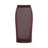 Saint Laurent Transparent Sheath Midi Skirt In Grey