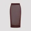 Saint Laurent Transparent Sheath Midi Skirt In Prune