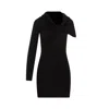 Saint Laurent Viscose One-shoulder Draped Mini Dress In Black