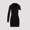 Saint Laurent Viscose One-shoulder Draped Mini Dress In Noir