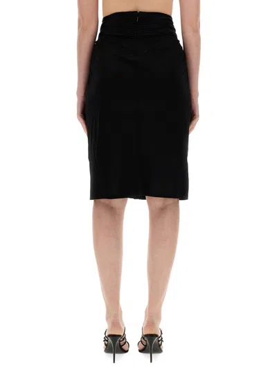 Saint Laurent Viscose Pencil Skirt In Black