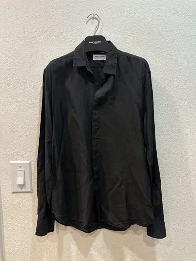 Pre-owned Saint Laurent Viscose Silk Shirt 39 In Black