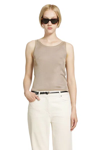 Saint Laurent Viscose Tank Top In Nude