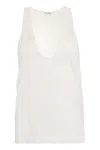 Saint Laurent Silk Crepe Satin Top In Ivory