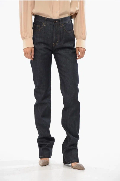 Saint Laurent Visible Stitching Regular Fit Jeans 24cm In Black