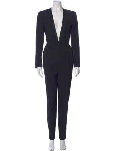 Pre-owned Saint Laurent V-neck Jumpsuit In Black