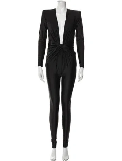 Pre-owned Saint Laurent V-neck Jumpsuit In Black
