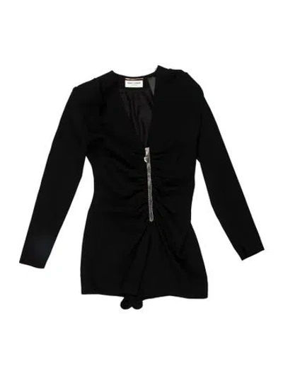 Pre-owned Saint Laurent V-neck Jumpsuit In Black