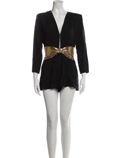 Pre-owned Saint Laurent V-neck Jumpsuit In Black
