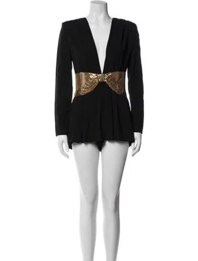 Pre-owned Saint Laurent V-neck Jumpsuit In Black/blue