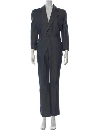 Pre-owned Saint Laurent V-neck Jumpsuit In Blue