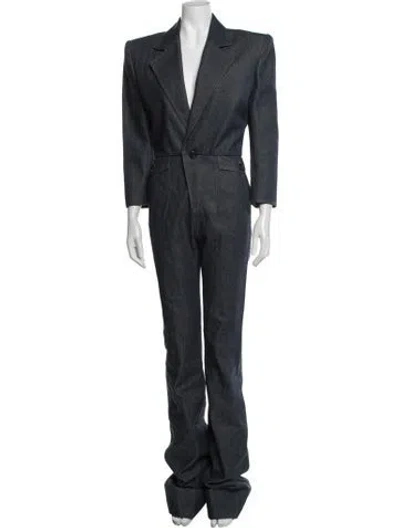 Pre-owned Saint Laurent V-neck Jumpsuit In Blue