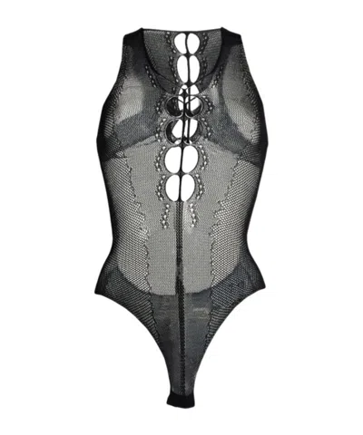 Saint Laurent V-neck Lightweight Bodysuit In Black