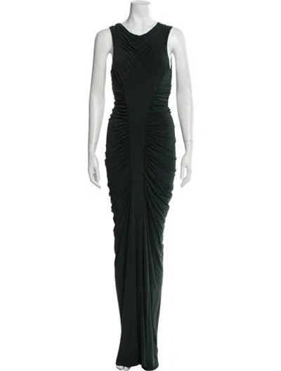 Pre-owned Saint Laurent V-neck Long Dress In Green