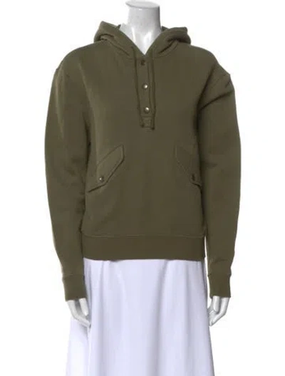 Pre-owned Saint Laurent V-neck Long Sleeve Sweatshirt In Green
