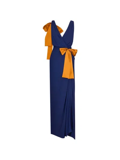 Saint Laurent V-neck Maxi Dress In Blue