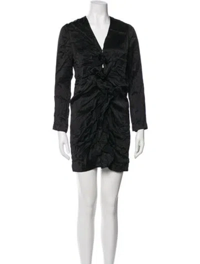 Pre-owned Saint Laurent V-neck Mini Dress In Black