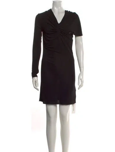 Pre-owned Saint Laurent V-neck Mini Dress In Black