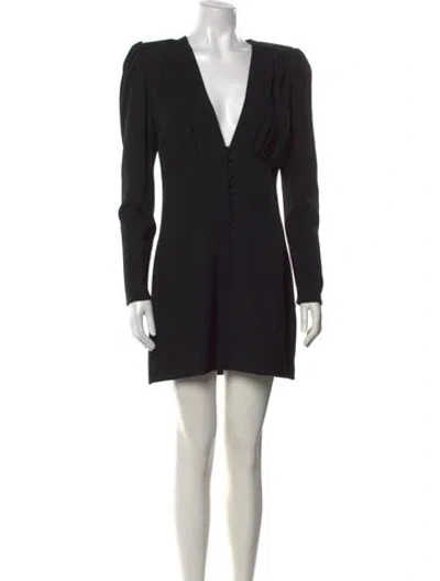 Pre-owned Saint Laurent V-neck Mini Dress W/ Tags In Black