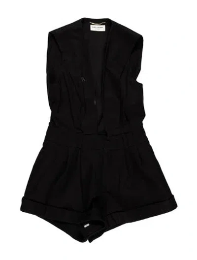 Pre-owned Saint Laurent V-neck Romper In Black
