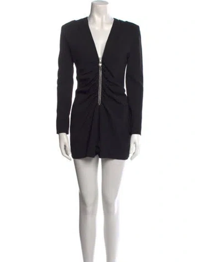Pre-owned Saint Laurent V-neck Romper W/ Tags In Black