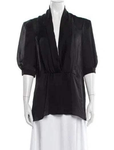 Pre-owned Saint Laurent V-neck Short Sleeve Blouse In Multi