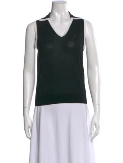 Pre-owned Saint Laurent V-neck Sleeveless Polo In Black