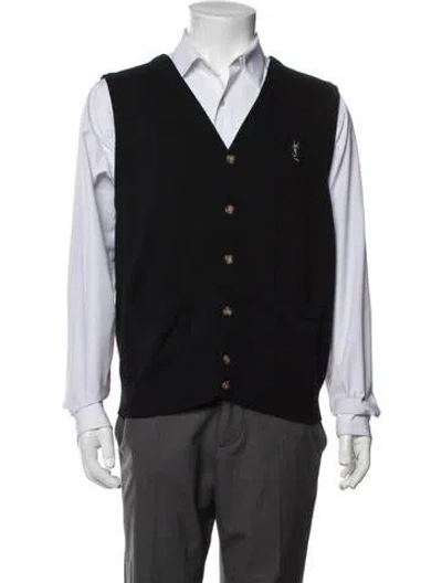 Pre-owned Saint Laurent V-neck Sleeveless Sweater Vest In Black