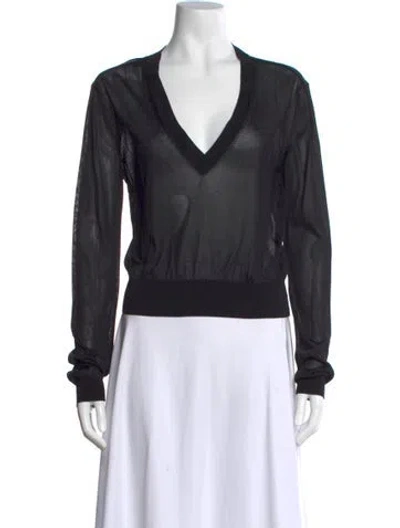 Pre-owned Saint Laurent V-neck Sweater In Black