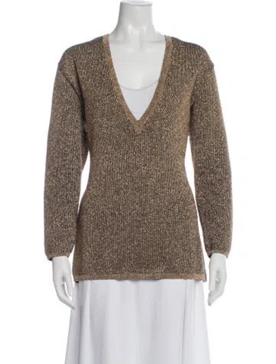Pre-owned Saint Laurent V-neck Sweater In Brown