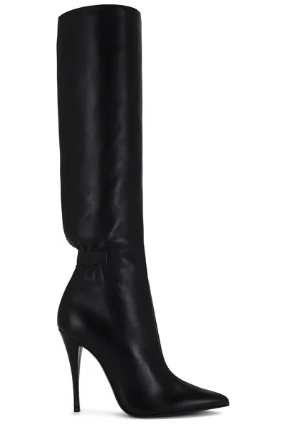 Saint Laurent Black Leather Vodka 110 Boots In Nero
