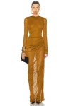 Saint Laurent Maxikleid Aus Jersey In Cumin