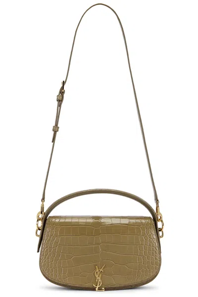 Saint Laurent Voltaire Alligator Bag In Green