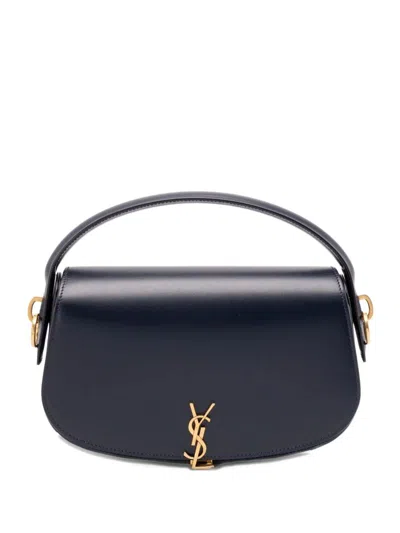 Saint Laurent Voltaire Bag In Box Leather In Blue