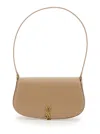 Saint Laurent 'voltaire' Beige Mini Shoulder Bag With Cassandre Hinge Closure In Leather Woman In Multicolor