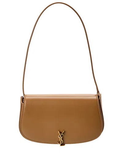 Saint Laurent Voltaire Box Leather Shoulder Bag In Brown