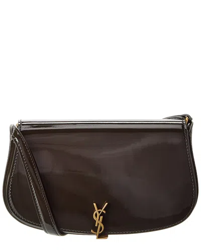 Saint Laurent Voltaire Box Patent Shoulder Bag In Green