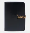 Saint Laurent Voltaire Cassandre Leather Card Holder In Black