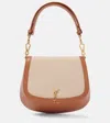 SAINT LAURENT VOLTAIRE LEATHER AND CANVAS SHOULDER BAG