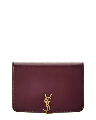 Saint Laurent Voltaire Leather Passport Case In Brown