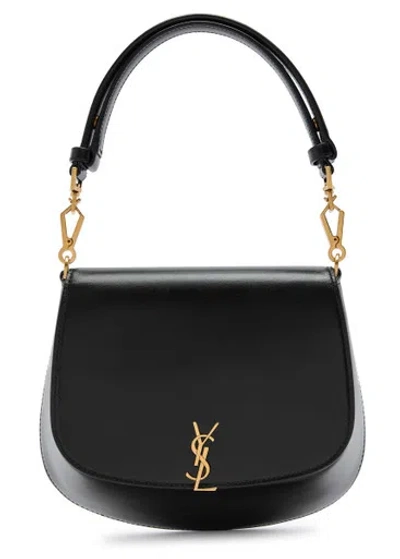 Saint Laurent Voltaire Leather Top Handle Bag In Black